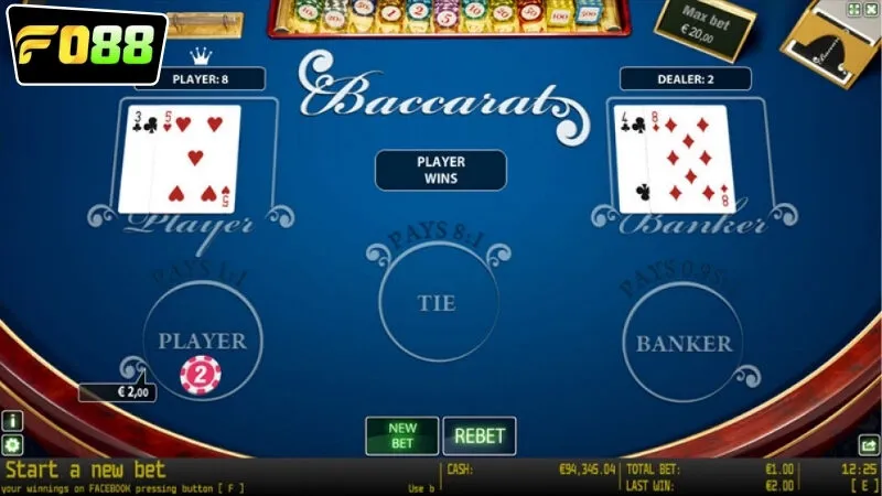 Các hình thức cược trong trò chơi baccarat FO88